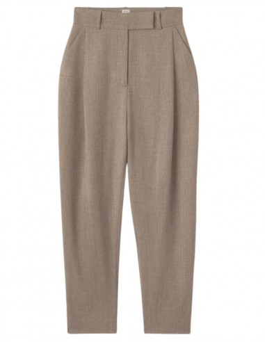 Pantalon à pinces marron en laine TOTÊME - FW22