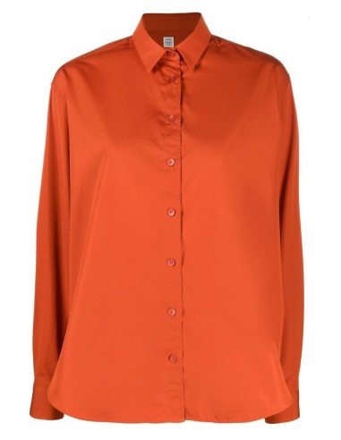 Orange oversized shirt with embroidered logo TOTÊME - FW22