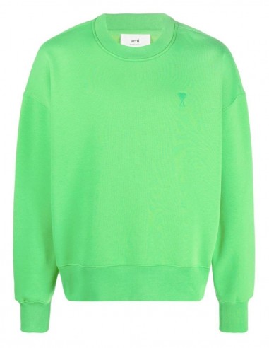 AMI PARIS oversize green sweatshirt with tone-on-tone logo.