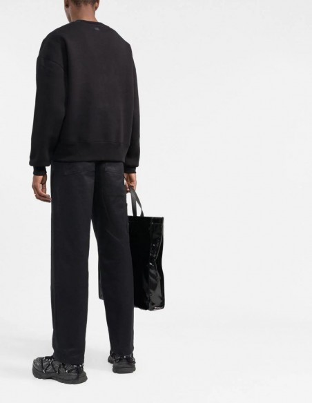 AMI PARIS oversize black sweatshirt with tone-on-tone logo.