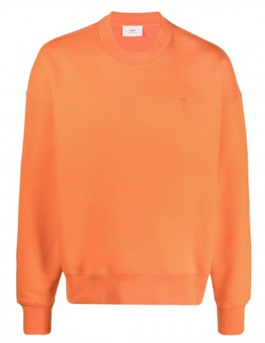 AMI PARIS oversize orange sweatshirt with tone-on-tone logo.