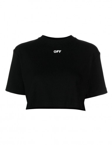 Black crop top tee-shirt with printed logo OFF-WHITE - FW22