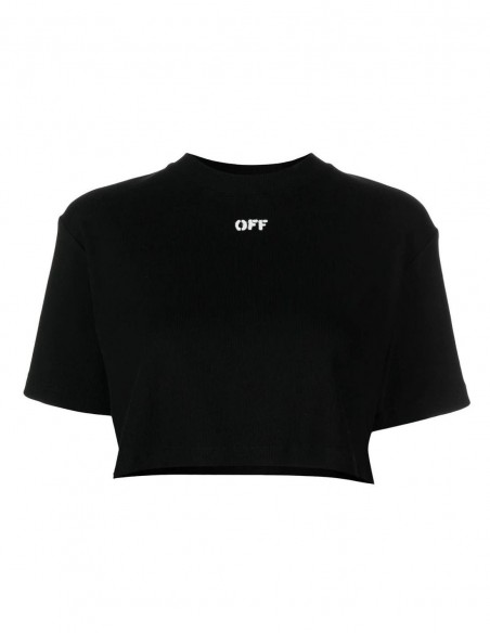 Black crop top tee-shirt with 