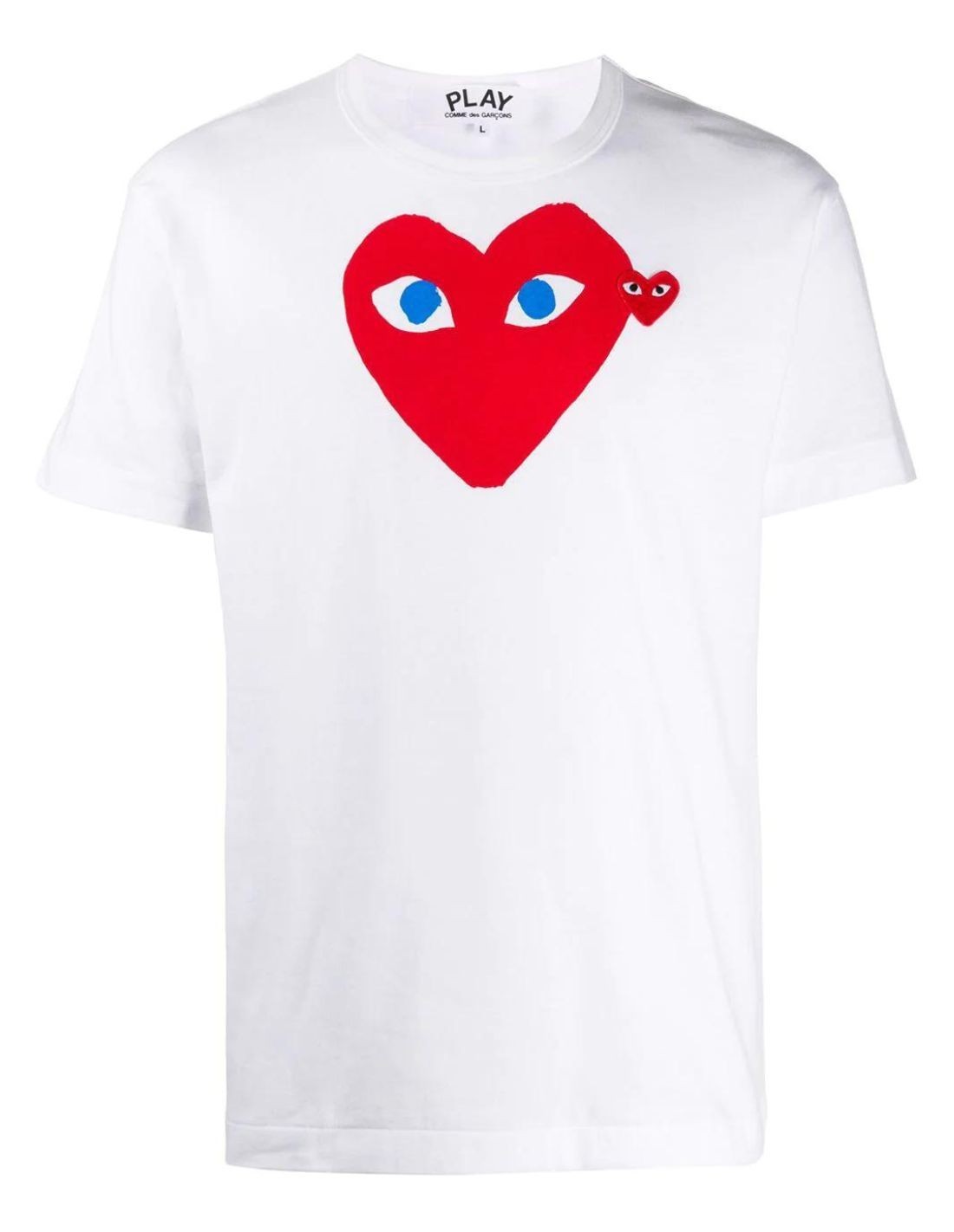 Large red heart with blue eyes tee-shirt COMME DES GARÇONS PLAY unisex.