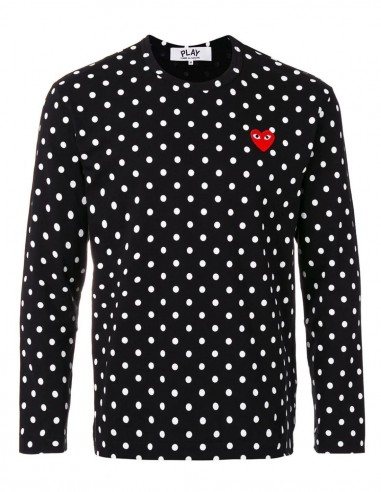 Black long sleeves tee-shirt with polka dot print COMME DES GARÇONS PLAY.