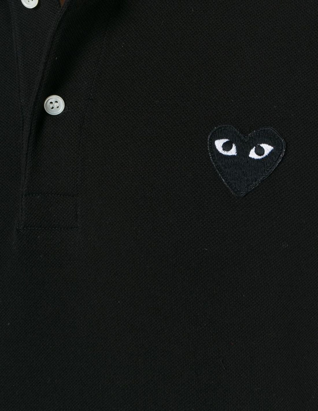 Black polo shirt with tone-on-tone heart logo COMME DES GARÇONS PLAY.