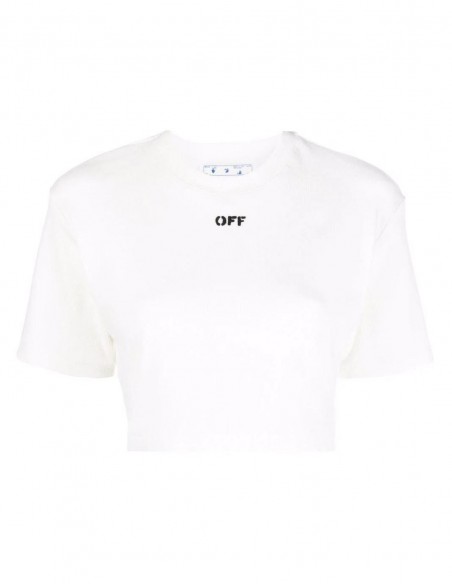 White crop top tee-shirt with 