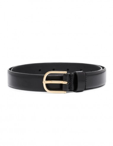 Black leather belt with buckle TOTÊME - FW22