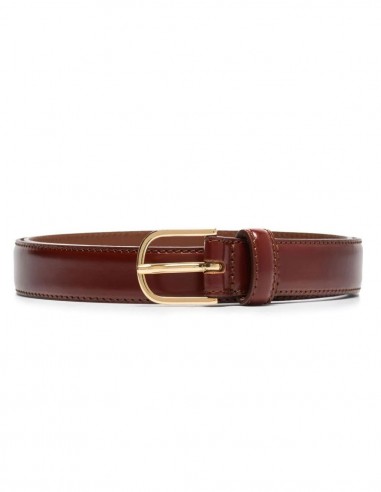Brown leather belt with buckle TOTÊME - FW22