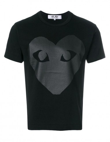 Black tee-shirt with a large black heart on both sides COMME DES GARÇONS PLAY.