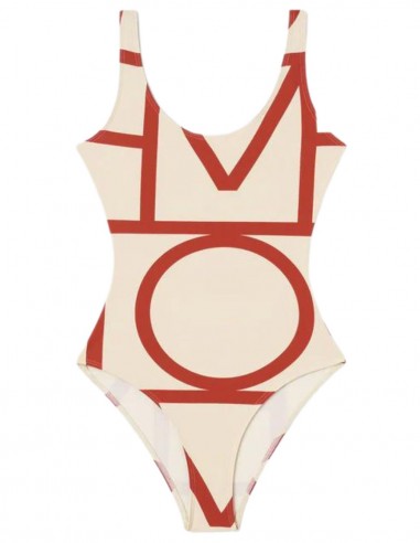 One-piece monogrammed swimsuit - red TOTÊME - SS22
