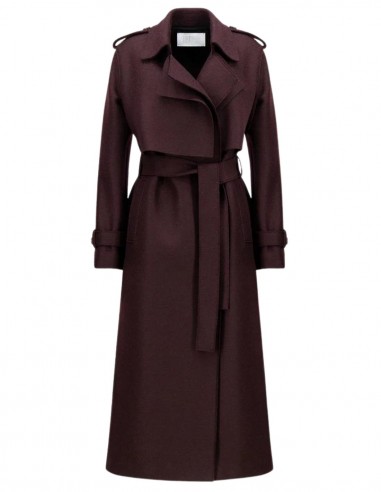 Long trench coat burgundy in virgin wool HARRIS WHARF LONDON - FW22