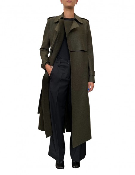 Long trench coat khaki in virgin wool HARRIS WHARF LONDON - FW22