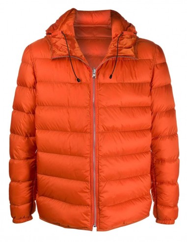 Orange Hooded Zipped Down Jacket TEN C