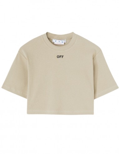 T-shirt crop top beige logo "Off-stamp" OFF-WHITE - FW22