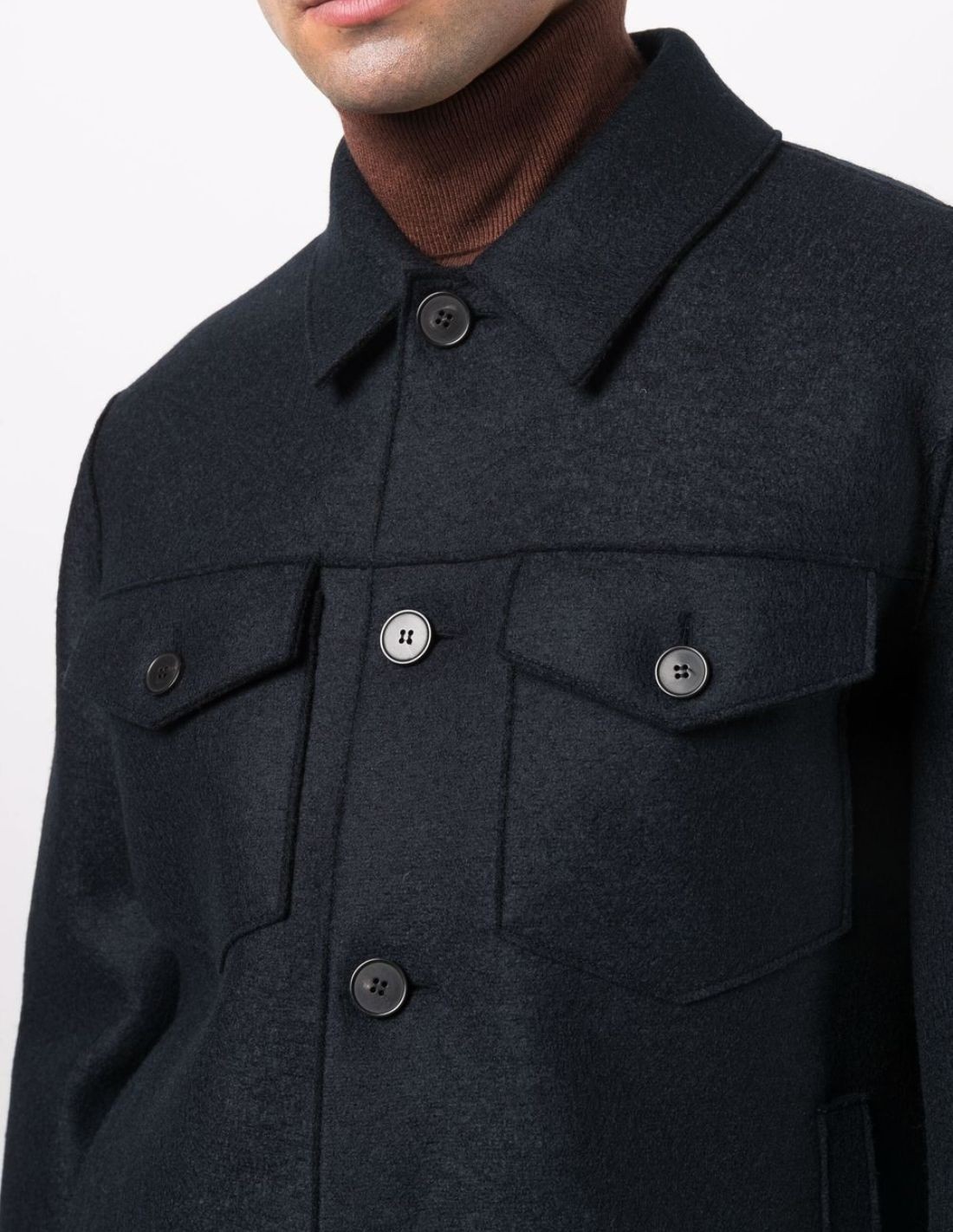 Navy wool overshirt HARRIS WHARF LONDON - FW22