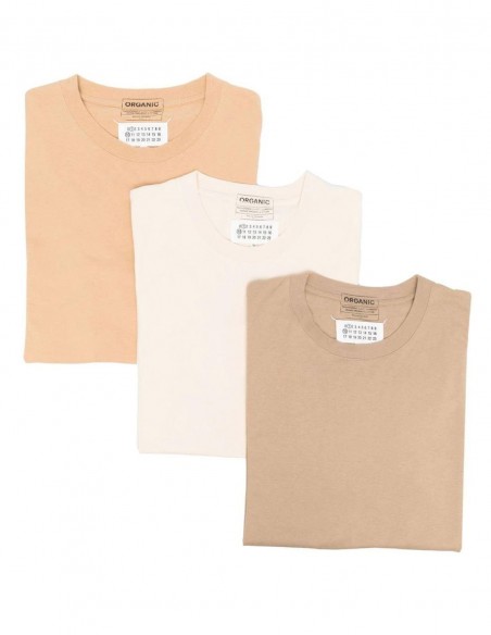 Pack of 3 beige organic cotton tee-shirts MAISON MARGIELA - FW22