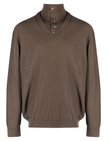 Pull taupe col trompe-l'œil LEMAIRE - FW22