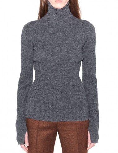 Anthracite wool and cashmere rollneck sweater BARBARA BUI - FW22