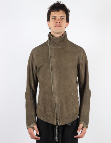 ISAAC SELLAM lambskin "Dorsal" jacket khaki fall-winter 2022