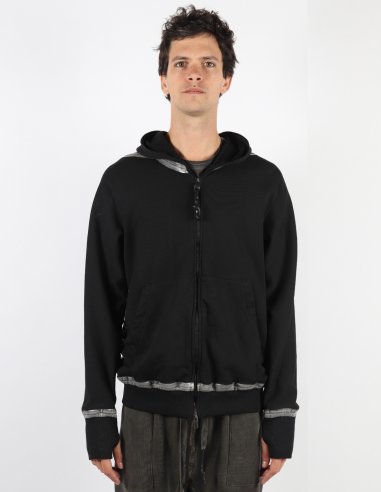 ISAAC SELLAM sweatshirt with zipped hood in black fall-winter 2022