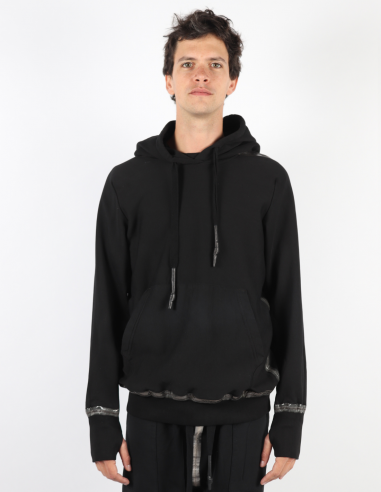 ISAAC SELLAM kangaroo pocket hoodie in black fall-winter 2022