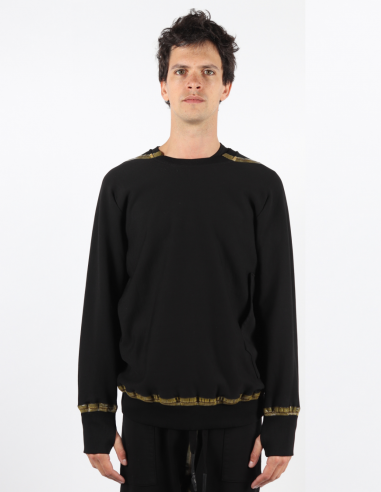 ISAAC SELLAM round collar sweatshirt with silver straps in black fall-winter 2022