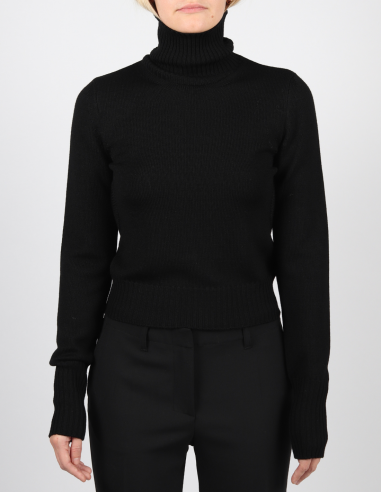 MM6 high-collar openned-back pullover in black fall-winter 2022