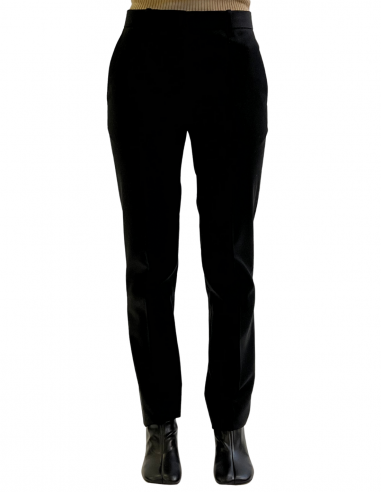 Pantalon chino BARBARA BUI en gabardine de laine noir automne-hiver 2022