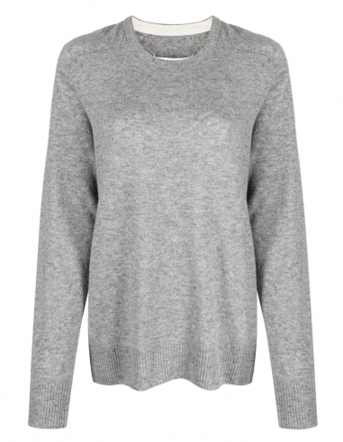 MAISON MARGIELA round collar oversized jumper in wool in grey fall-winter 2022