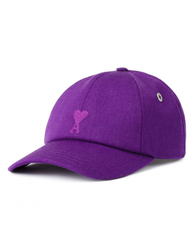 AMI PARIS wool cap with tone-on-tone "Ami de coeur" logo in purple - unisex