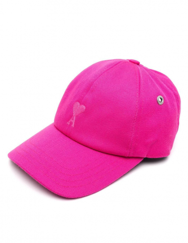 AMI PARIS wool cap with tone-on-tone "Ami de coeur" logo in pink - unisex