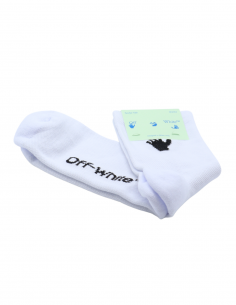 Chaussettes montantes OFF-WHITE blanches au logo "deux mains" - mixte