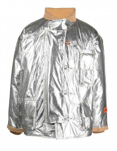 HERON PRESTON short silver coat inspired by firemen jackets fall-winter 2022