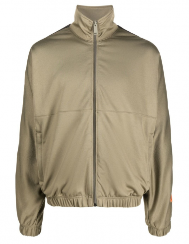 HERON PRESTON khaki tracksuit jacket with high collar and side bands - Fall/ Winter 2022