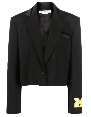 OFF-WHITE single-breasted cropped blazer jacket in black - Fall/ Winter 2022