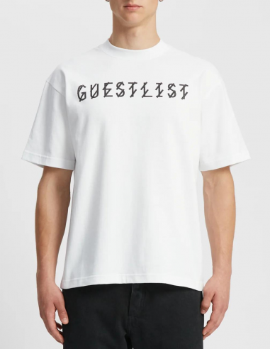 44 LABEL GROUP white t-shirt with "Guest list" print - Spring/ Summer 2023