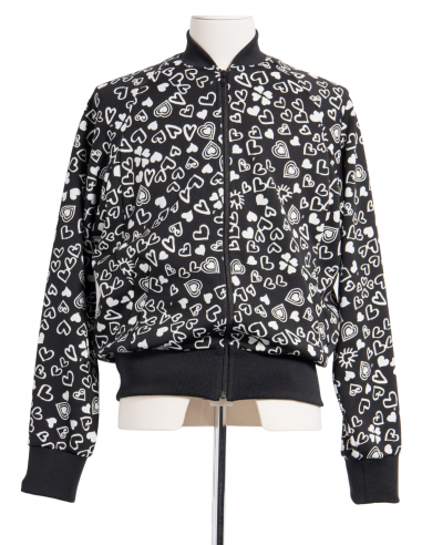 COMME DES GARÇONS BLACK bomber jacket in black with heart prints - Fall/ Winter 2022