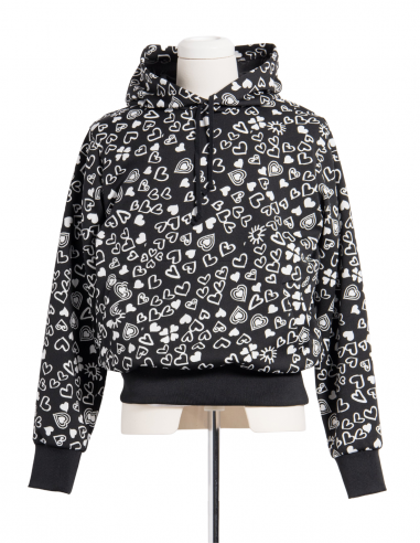 COMME DES GARÇONS BLACK hoodie in black with hearts prints - Fall/ Winter 2022