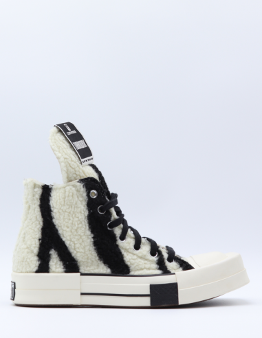 RICK OWENS X CONVERSE "Turbodrk" high-top sneakers in faux-fur - Fall/ Winter 2022