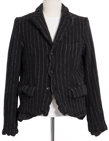 COMME DES GARÇONS BLACK chalk striped blazer jacket in black wool - Fall/ Winter 2022