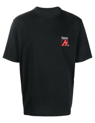 HERON PRESTON black tee-shirt with censored heron printed - Fall/ Winter 2022