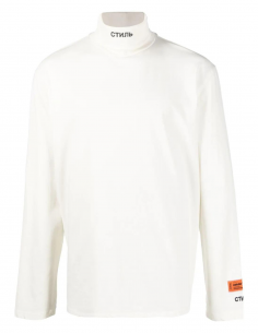 HERON PRESTON turtleneck with CTNMB logo in white - Fall/ Winter 2022