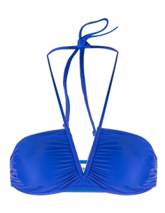 Haut de maillot de bain GANNI bleu à fronces - Printemps/ Eté 2023