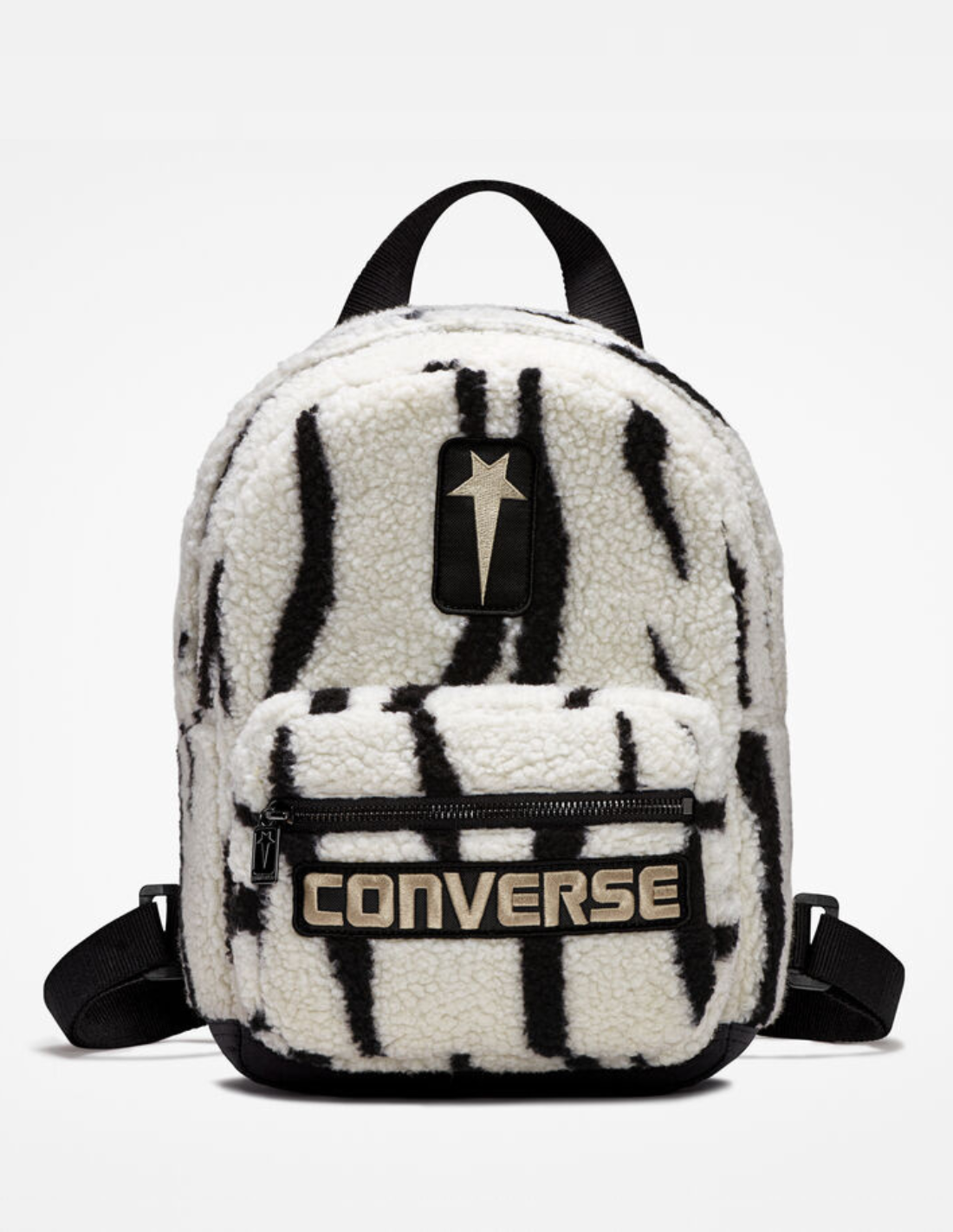 RICK OWENS X CONVERSE mini backpack in zebra faux-fur - black and white