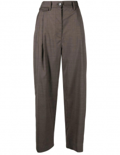 TOTEME high-waist dart fitted trousers in brown wool spring - summer 2023