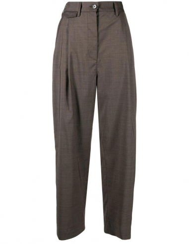 Pantalon à pinces TOTEME à taille haute et en laine marron - Printemps/ Eté 2023