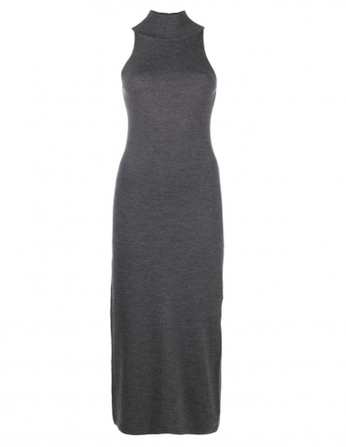TOTEME sleeveless dress with high-collar in anthracite wool spring - summer 2023