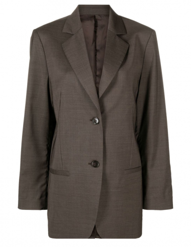 Single-breasted blazer jacket in brown wool - spring - summer 2023