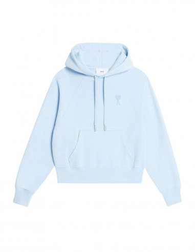 AMI PARIS tone-on-tone logo embroidered baby blue hoodie - Spring/ Summer 2023